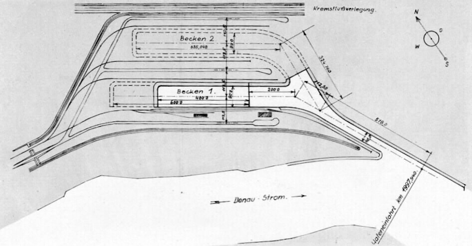 Plan des Hafens Krems - 1939