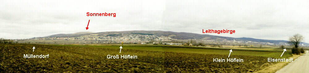 Panorama des westlichen Leithagebirges heute